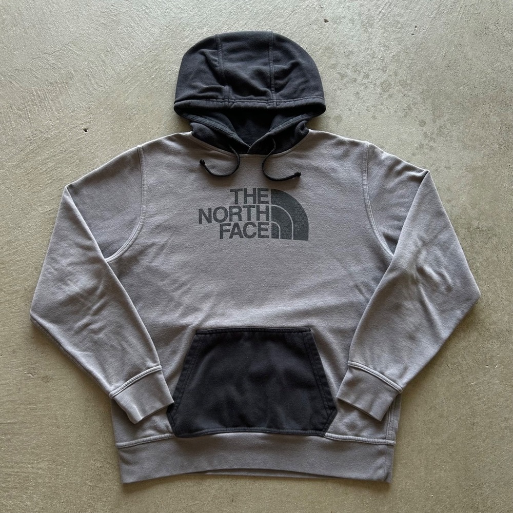 Vintage The North Face Sweatshirt Mens Large Gray Black Two Tone Hoodie Outdoor